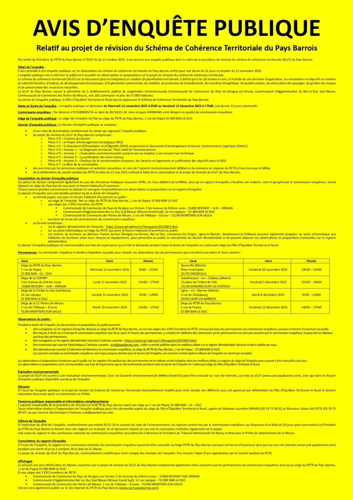 Avis d'enquête publique du SCOT révisé